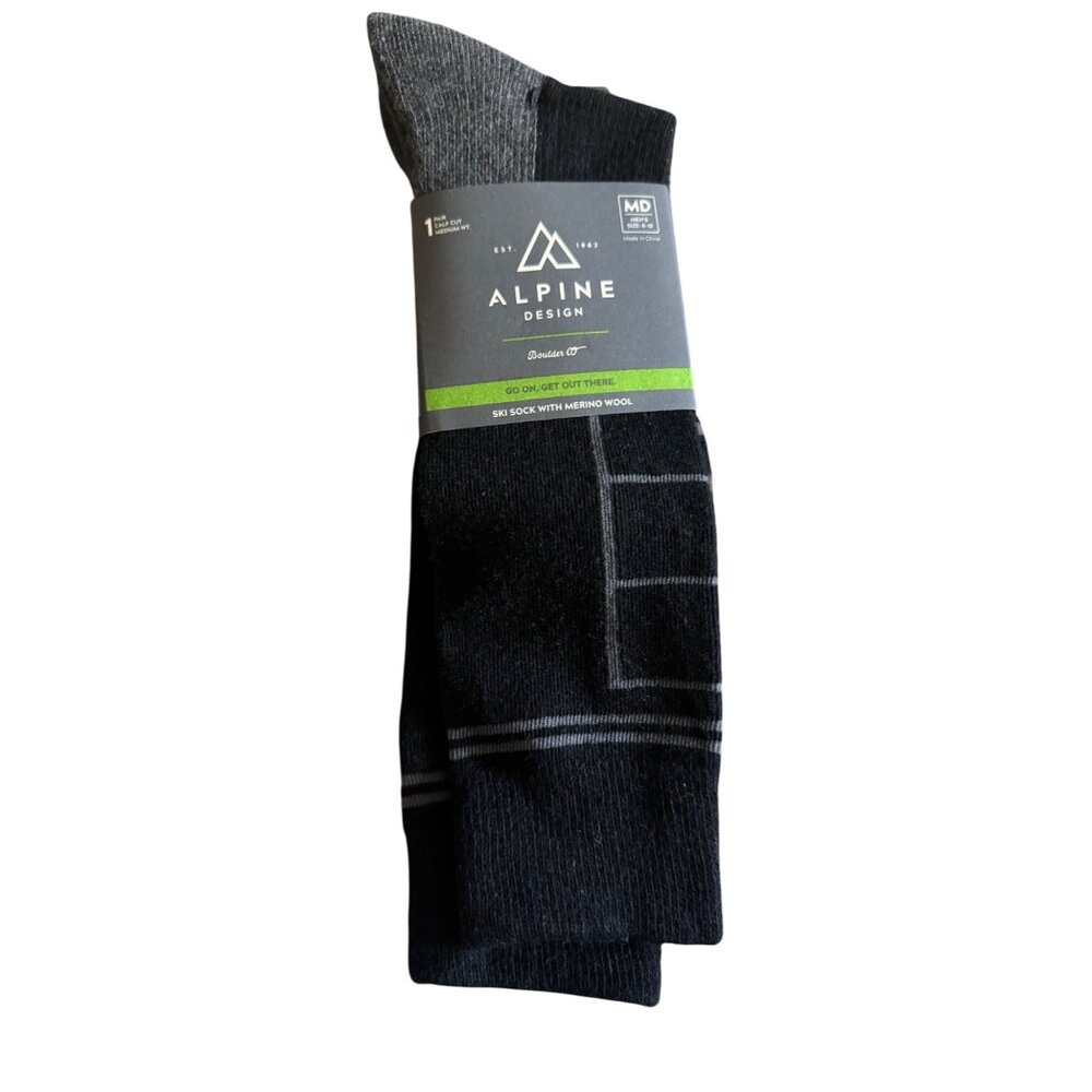Alinpine Design Heavy Weight Calf Cut Large Men's 8-12 Boot Sock Merino Wool NWT